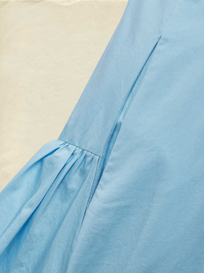 Robe longue en coton, sans manches, col rond, unie, à volants, style vintage français, kaki