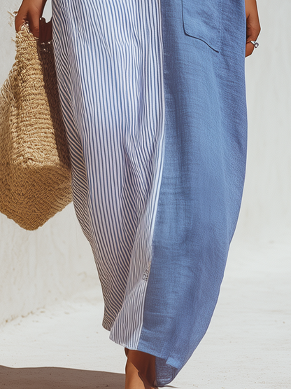 Robe longue bicolore décontractée