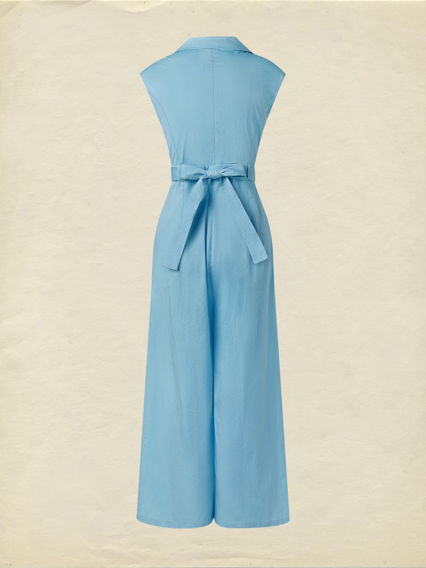 Combinaison en coton, Manches Courtes, Col V, Uni, Fleurs en relief, Style vintage français, Bleu