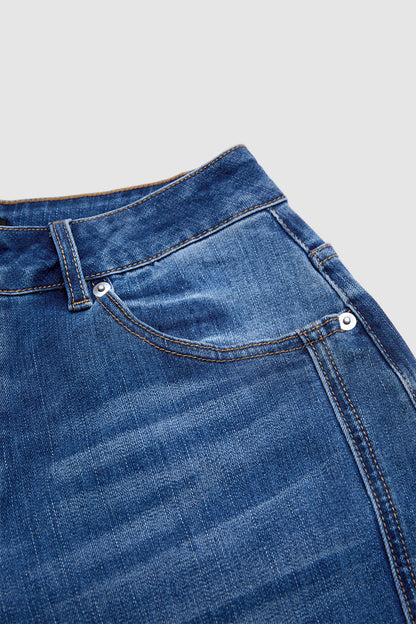 Raw Hem Ripped Mid Waist Straight Leg Crop Jeans