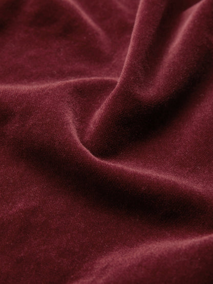 Robe mi-longue en coton, manches longues, col montant, unie, style vintage, rouge bordeaux