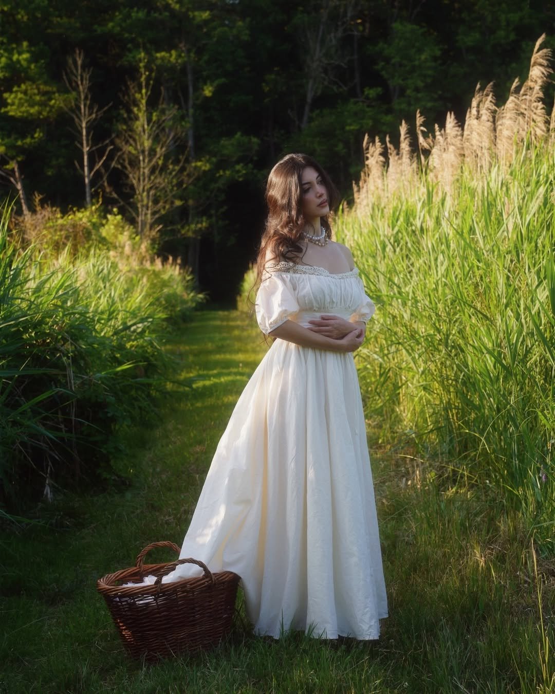 Robe longue en lin, Manches courtes, Épaules dénudées, Unie, Vintage, Quotidien, Blanc
