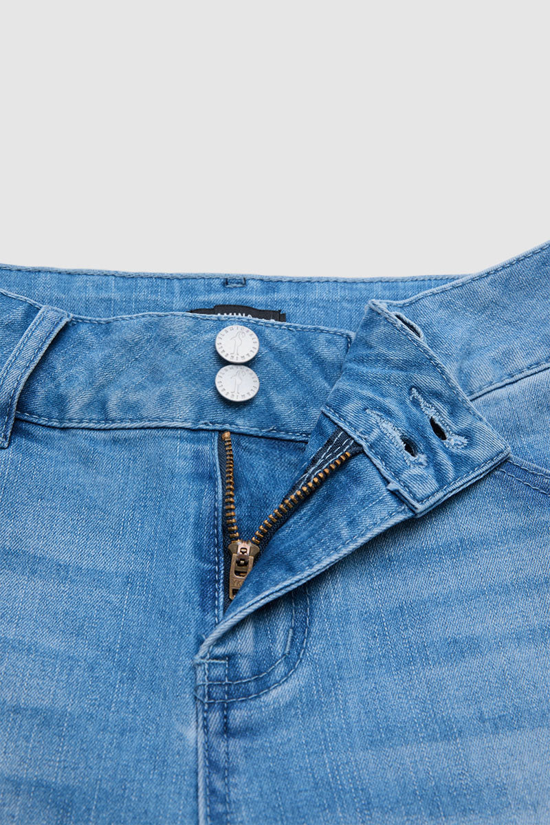 Braided Detail Raw Hem High Rise Capri Skinny Jeans