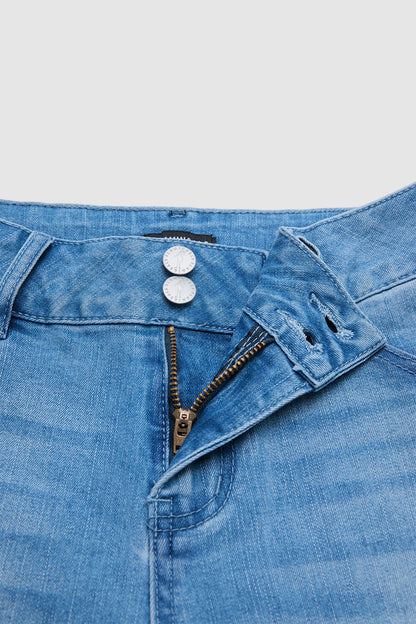 Braided Detail Raw Hem High Rise Capri Skinny Jeans
