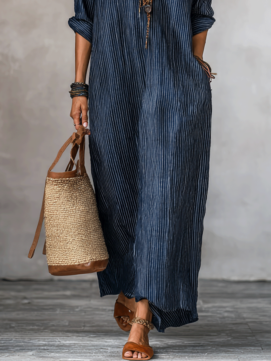 Robe longue coupe ample Nomadic Indigo