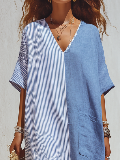 Robe longue bicolore décontractée