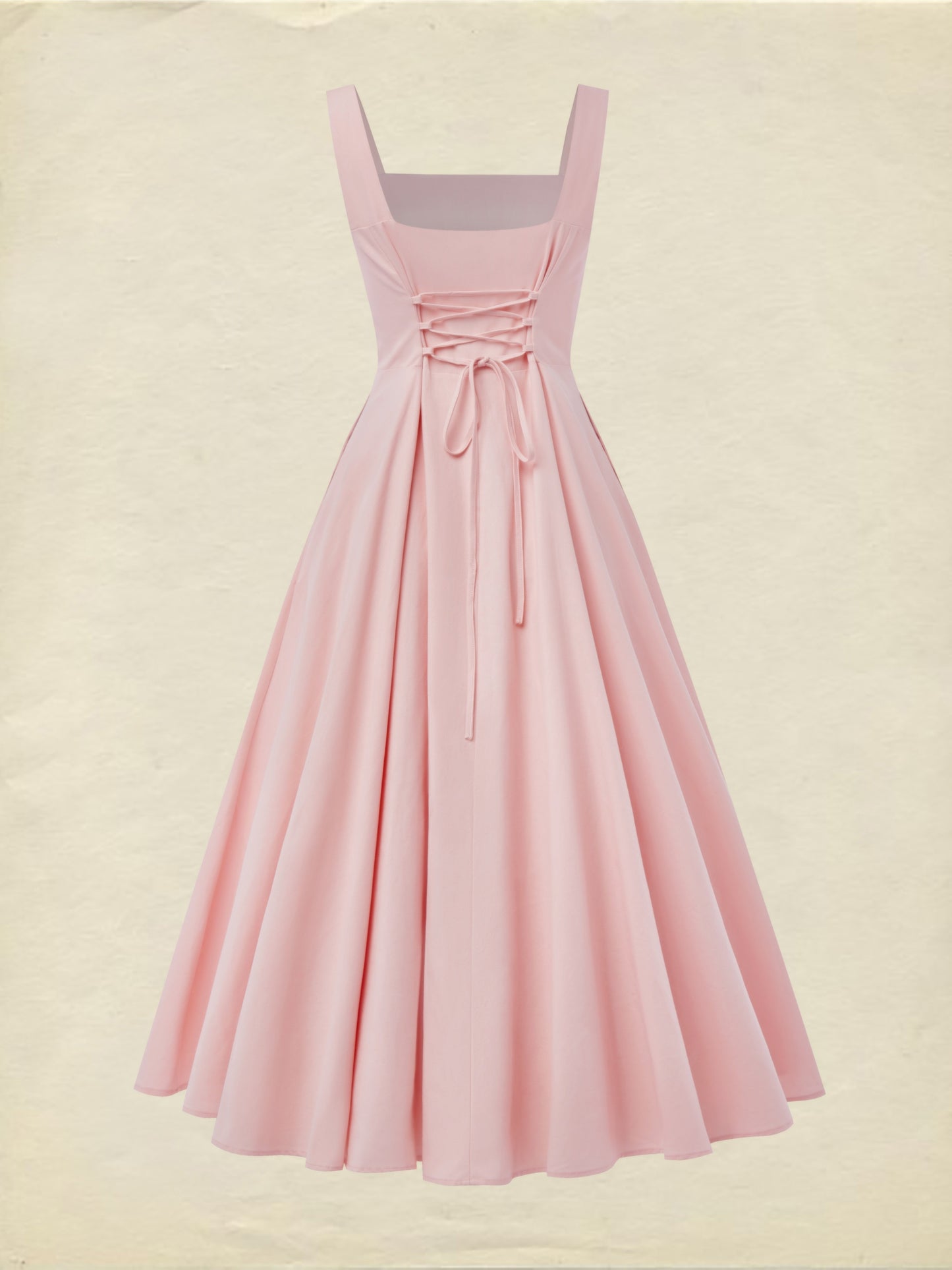 Ensemble robe longue en coton, manches mi-longues, col rond, fleuri, poches, vintage français, rose clair