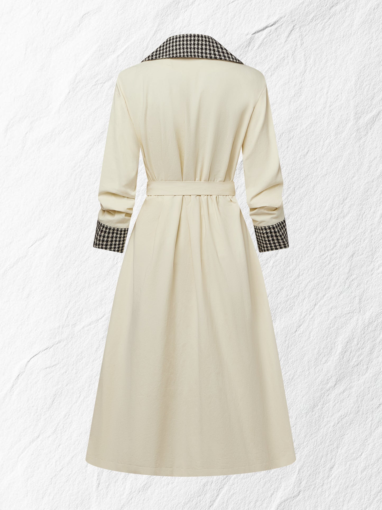 Trench-coat en coton, manches longues, col châle, uni, boutonné, vintage, abricot