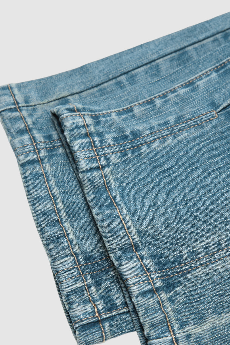 Wash Pleated Mid Rise Capri Tapered Jeans Without Belt
