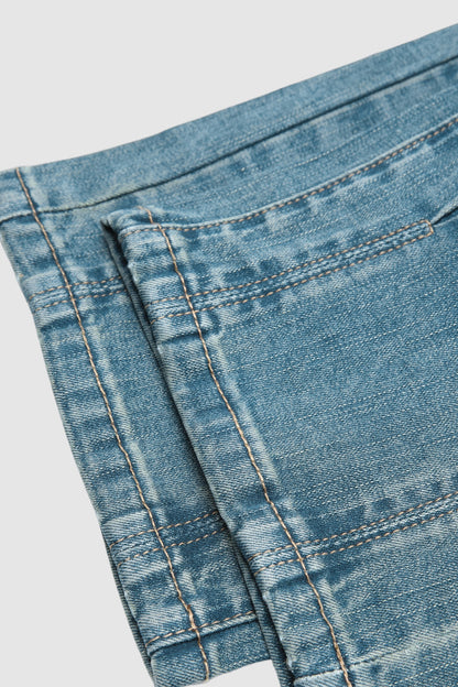 Wash Pleated Mid Rise Capri Tapered Jeans Without Belt